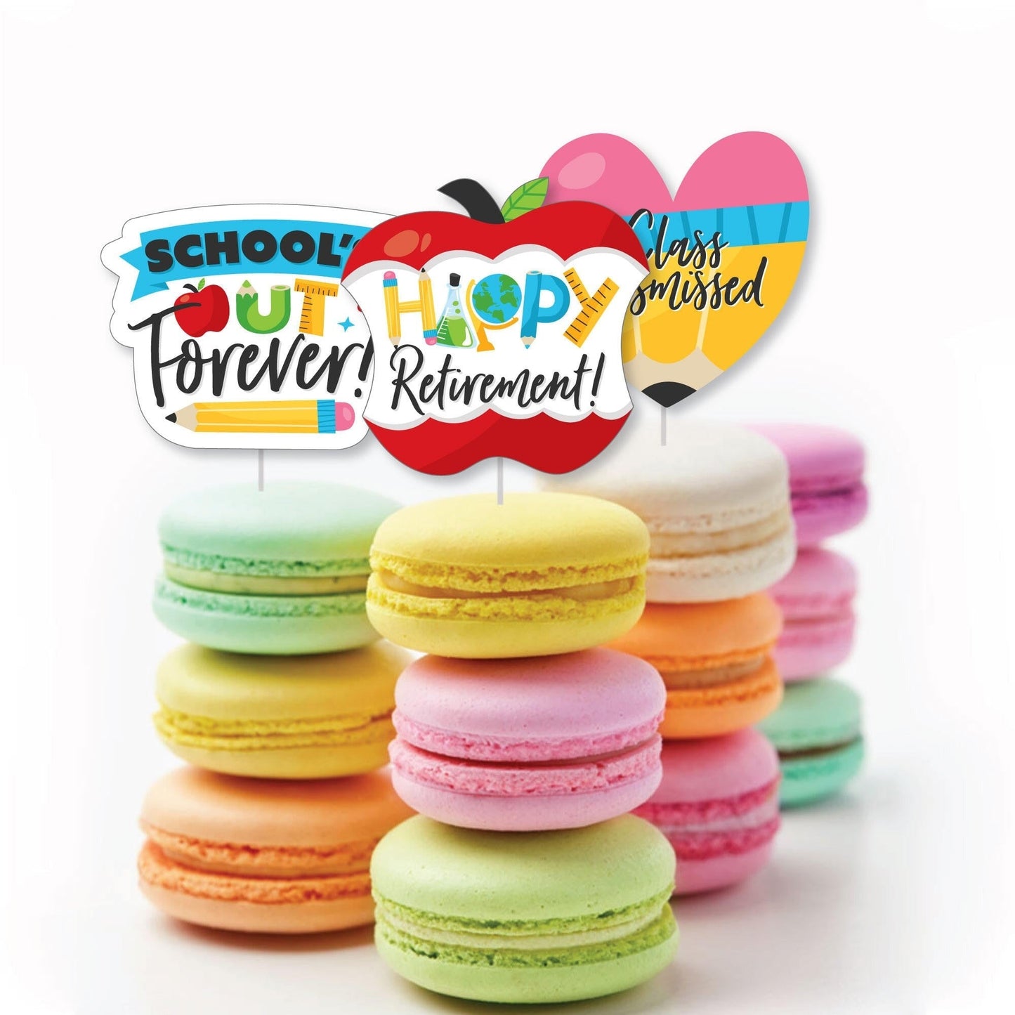 Teacher Retirement - DIY Shaped Happy Retirement Party Cut-Outs - 24 Count