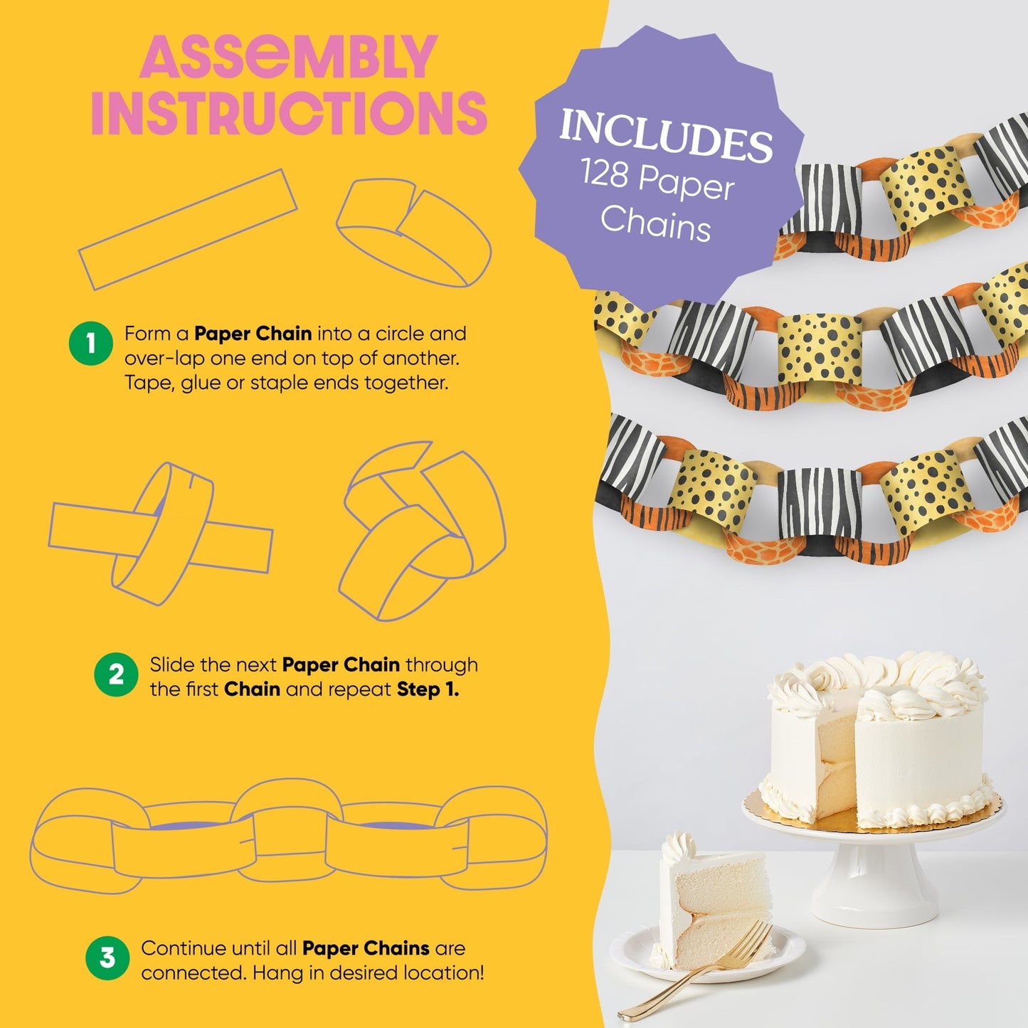 Safari Animals DIY Paper Chains - 128 Pc