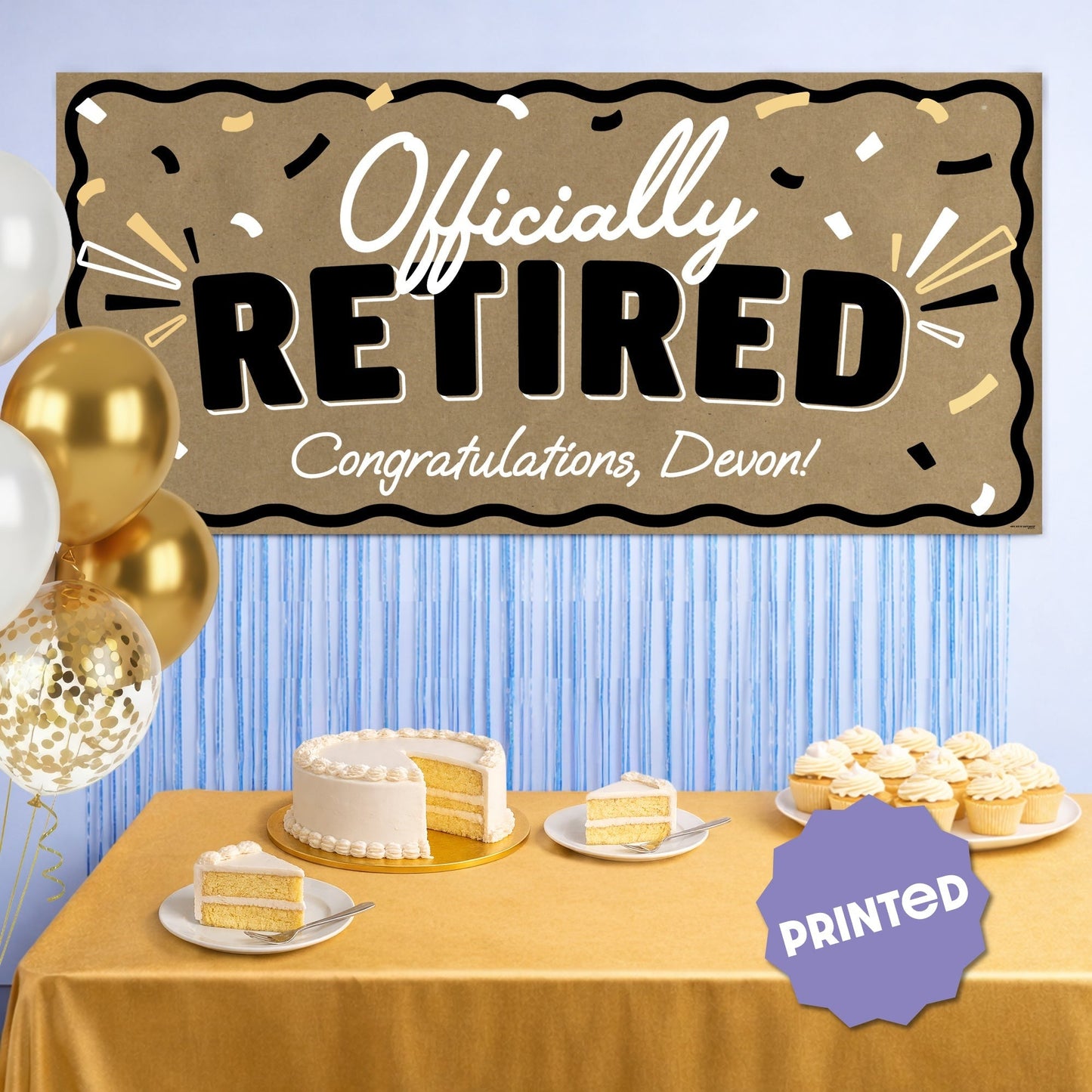 Custom Text Happy Retirement Kraft Banner