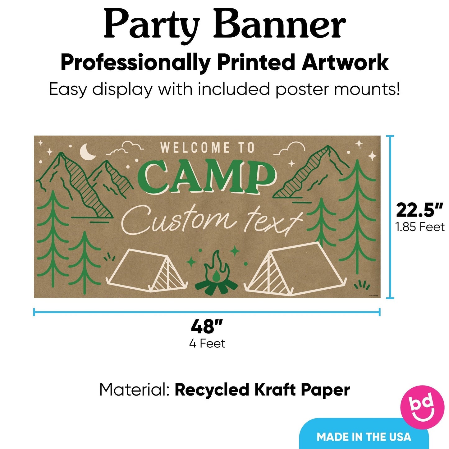 Custom Text Camp Bachelorette Kraft Banner