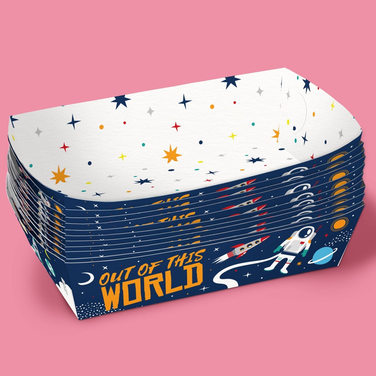 Outer Space Party Paper Food Trays - 12 Ct