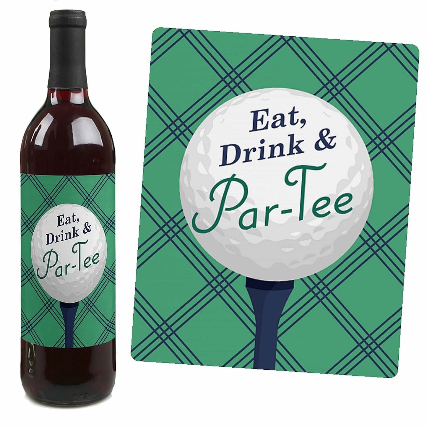 Par-Tee Time - Golf - Birthday or Retirement Party Decorations for Women and Men - Wine Bottle Label Stickers - Set of 4