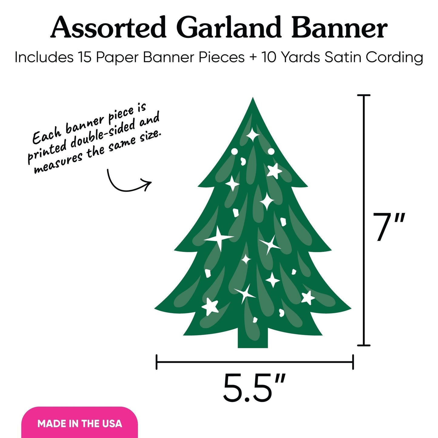 Christmas Trees Garland Banner - 15 Pc