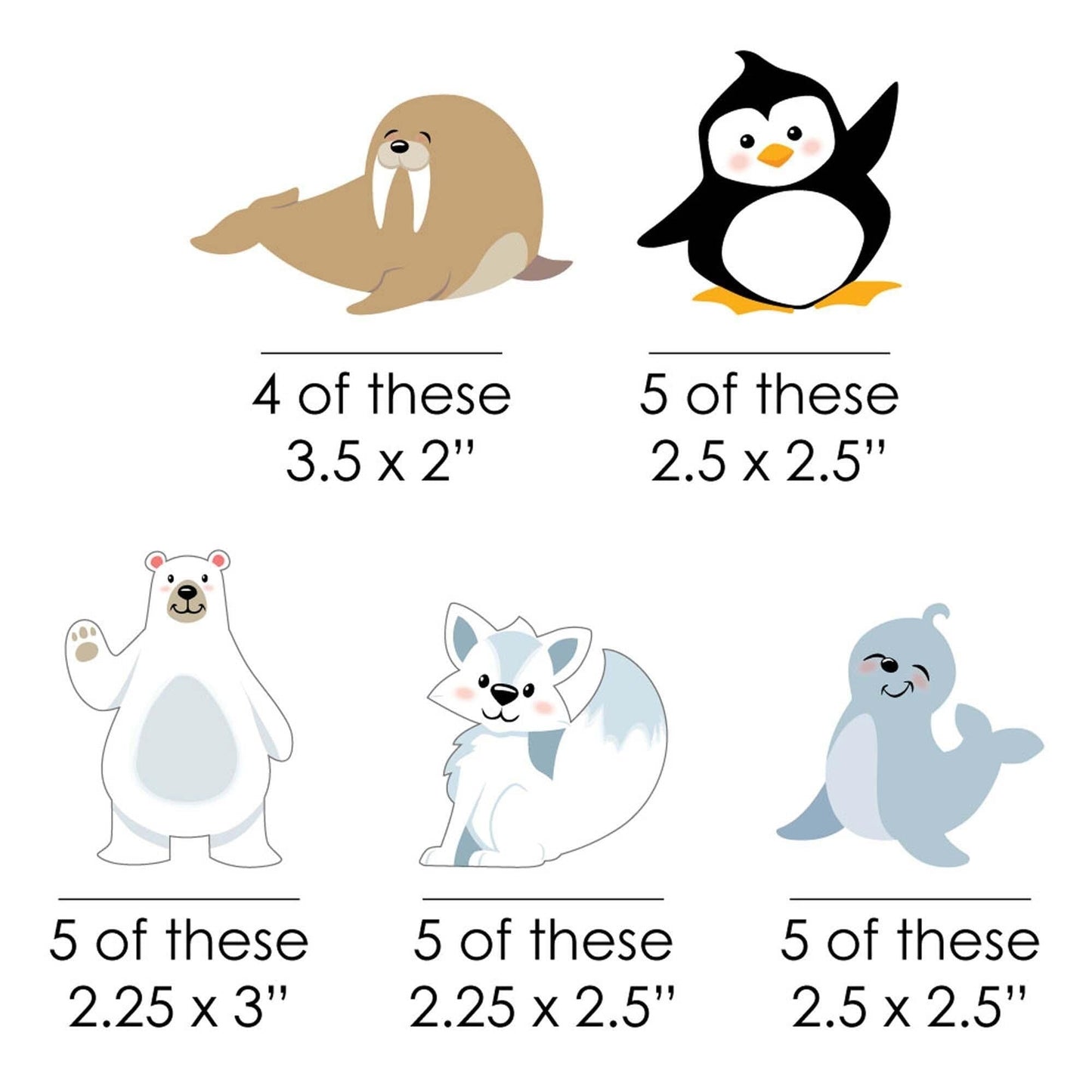 Arctic Polar Animals - Paper Straw Decor - Winter Baby Shower or Birthday Party Striped Decorative Straws - Set of 24