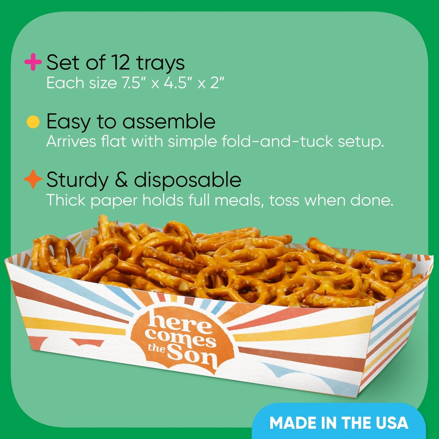 Here Comes The Son Paper Food Trays - 12 Ct