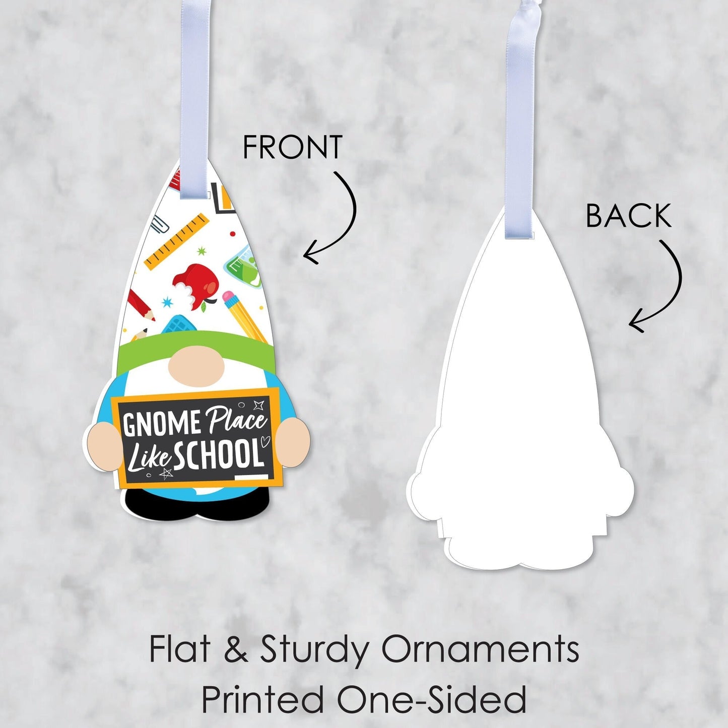 School Gnomes - Teacher and Classroom Decorations - Tree Ornaments - Set of 12