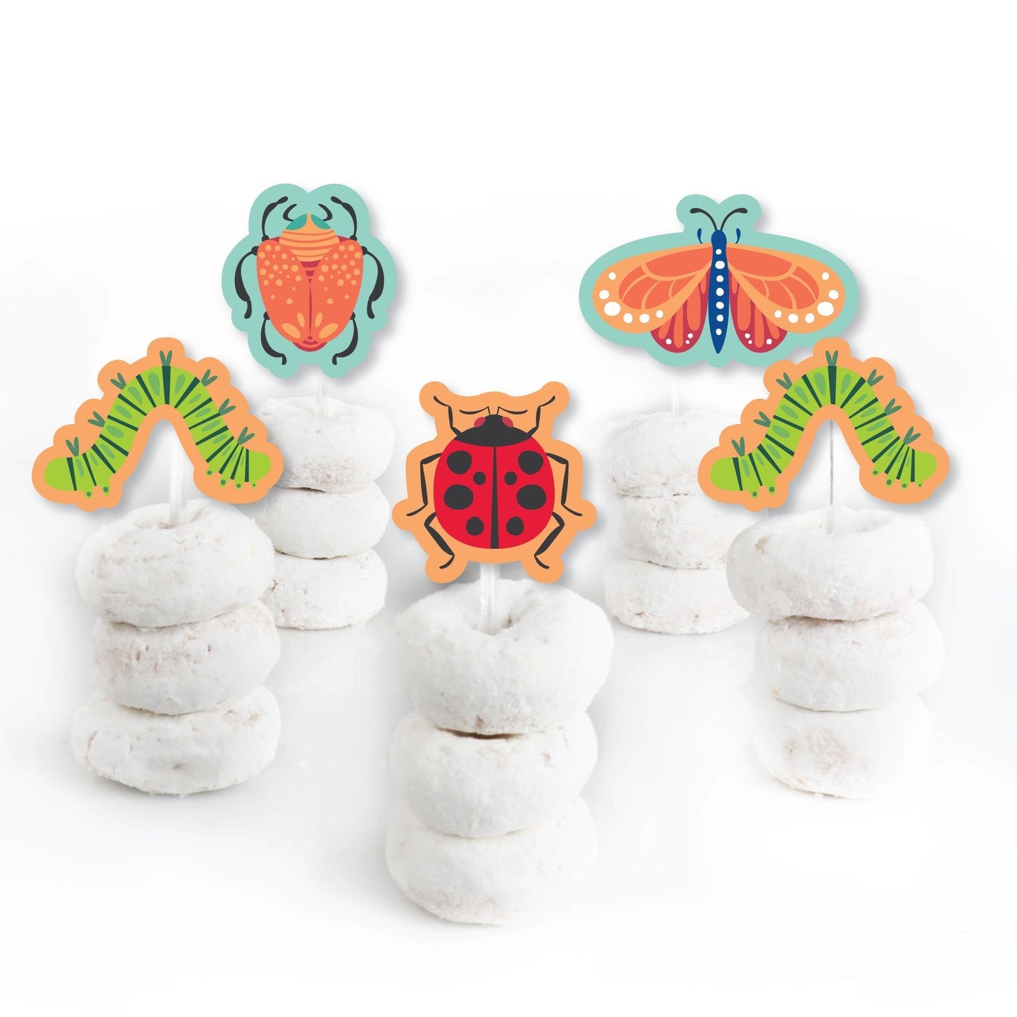 Buggin' Out - Dessert Cupcake Toppers - Bugs Birthday Party Clear Treat Picks - Set of 24