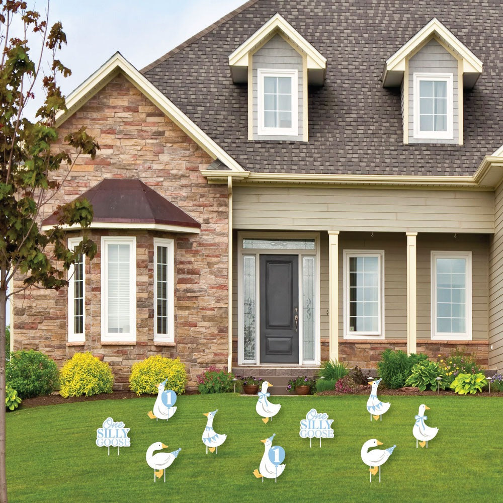 One Silly Goose Blue Yard Signs - 10 Ct