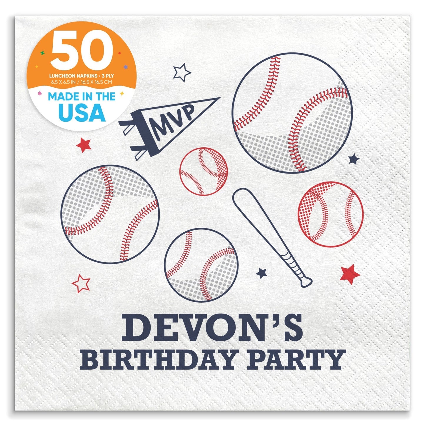 Custom Text Napkins - Baseball