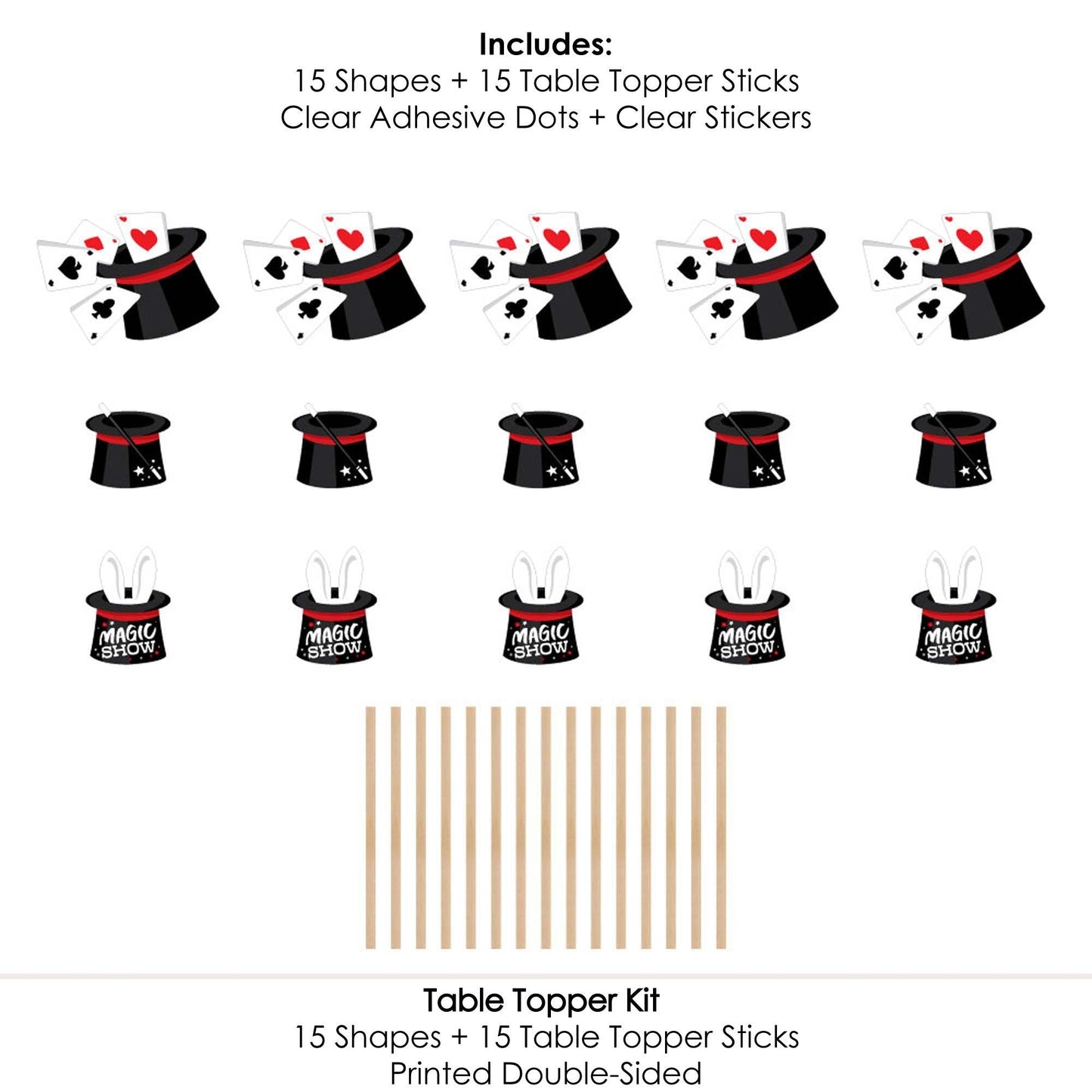 Ta-Da, Magic Show - Magical Birthday Party Centerpiece Sticks - Table Toppers - Set of 15