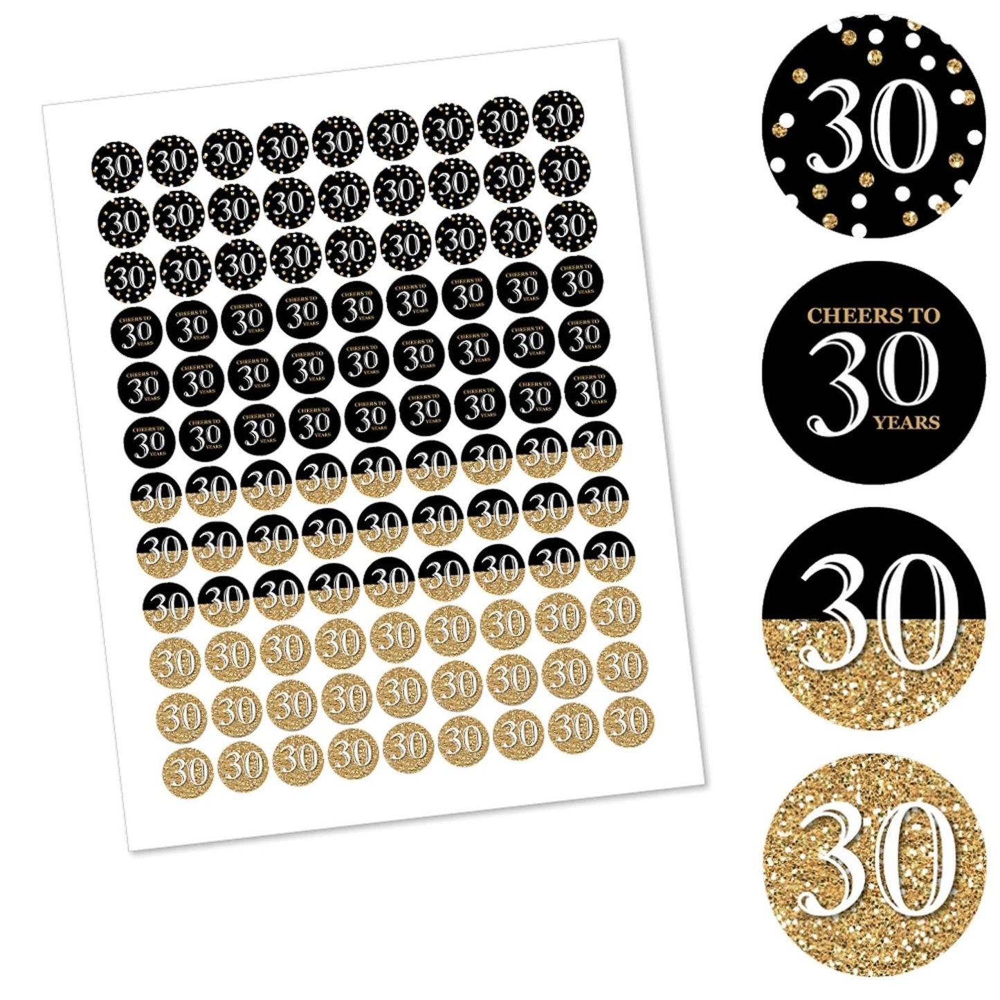 Adult 30th Birthday Round Candy Labels Birthday Party Favors - Fits Hershey's Kisses - 108 ct
