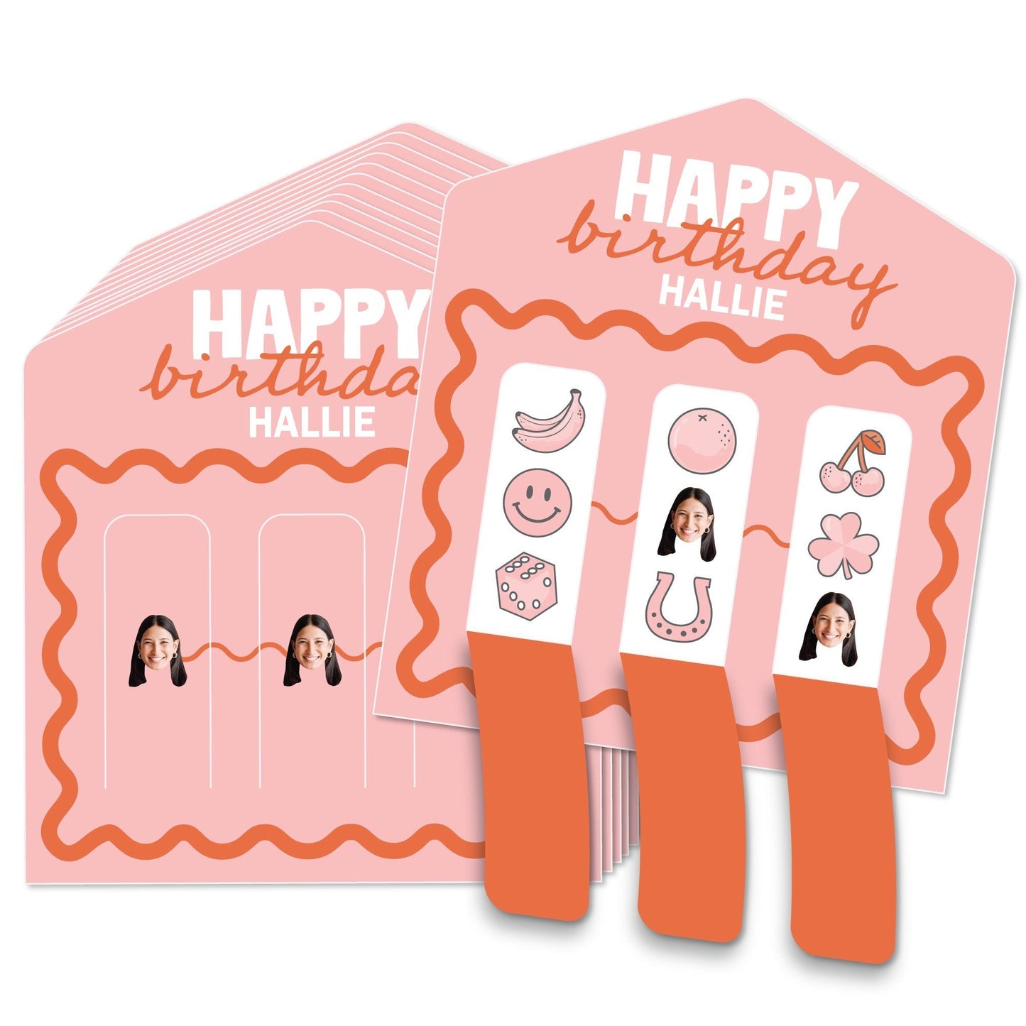 Custom Face 3-In-A-Row Pull Tabs Game - Wavy Birthday