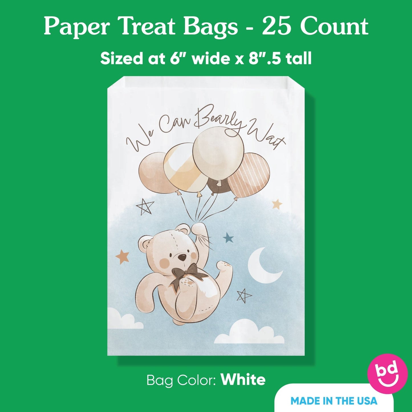 Paper Treat Bags - We Can Bearly Wait - 25 Ct