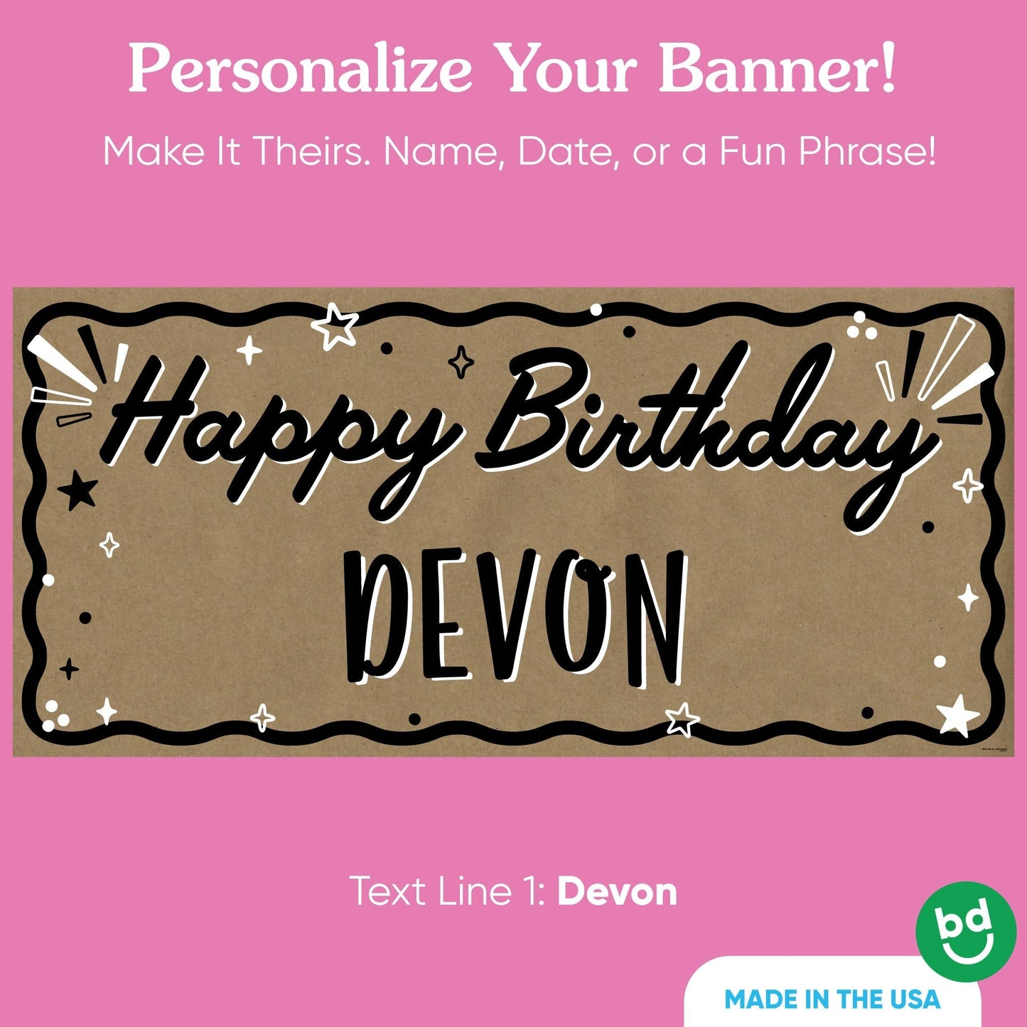 Custom Text Happy Birthday Kraft Banner