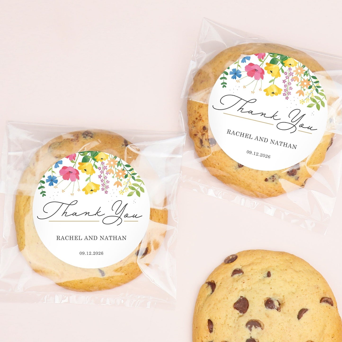 Custom Text Stickers & Clear Cookie Bags - Wildflowers