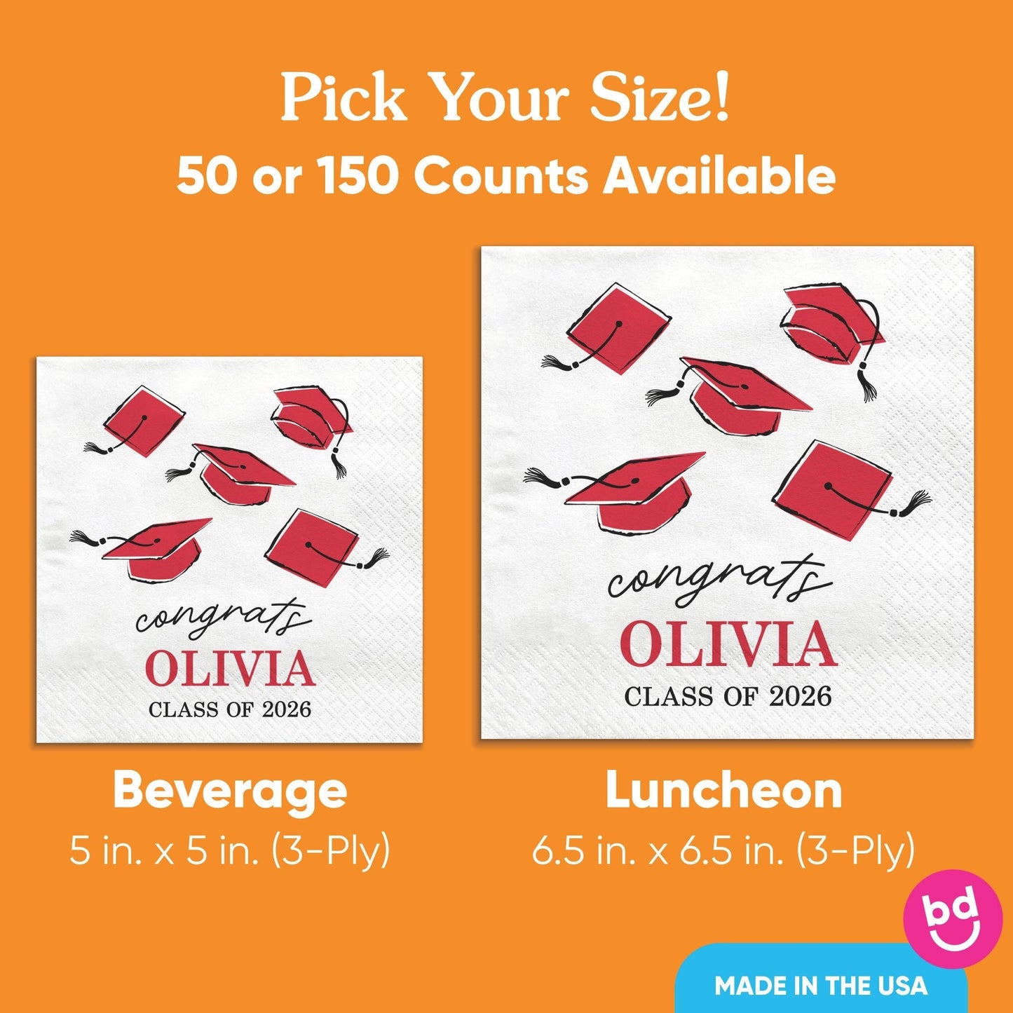 Custom Text - Red Grad Napkins
