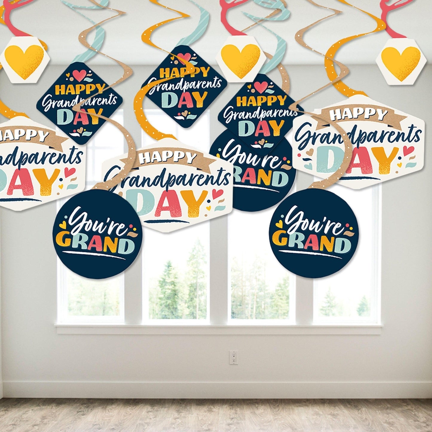 Happy Grandparents Day - Grandma & Grandpa Party Hanging Decor - Party Decoration Swirls - Set of 40