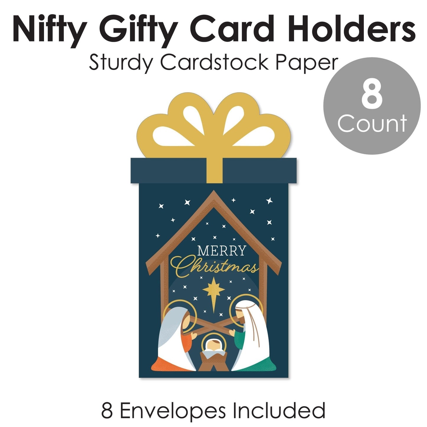 Holy Nativity - Manger Scene Religious Christmas Money and Gift Card Sleeves - Nifty Gifty Card Holders - Set of 8