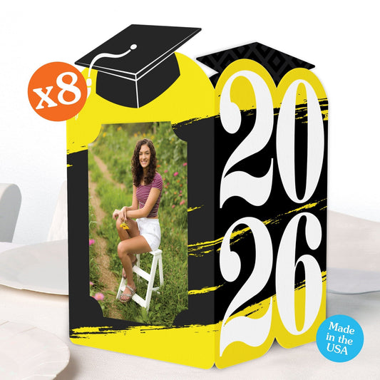 Yellow Graduation Photo Centerpieces - 8 Ct