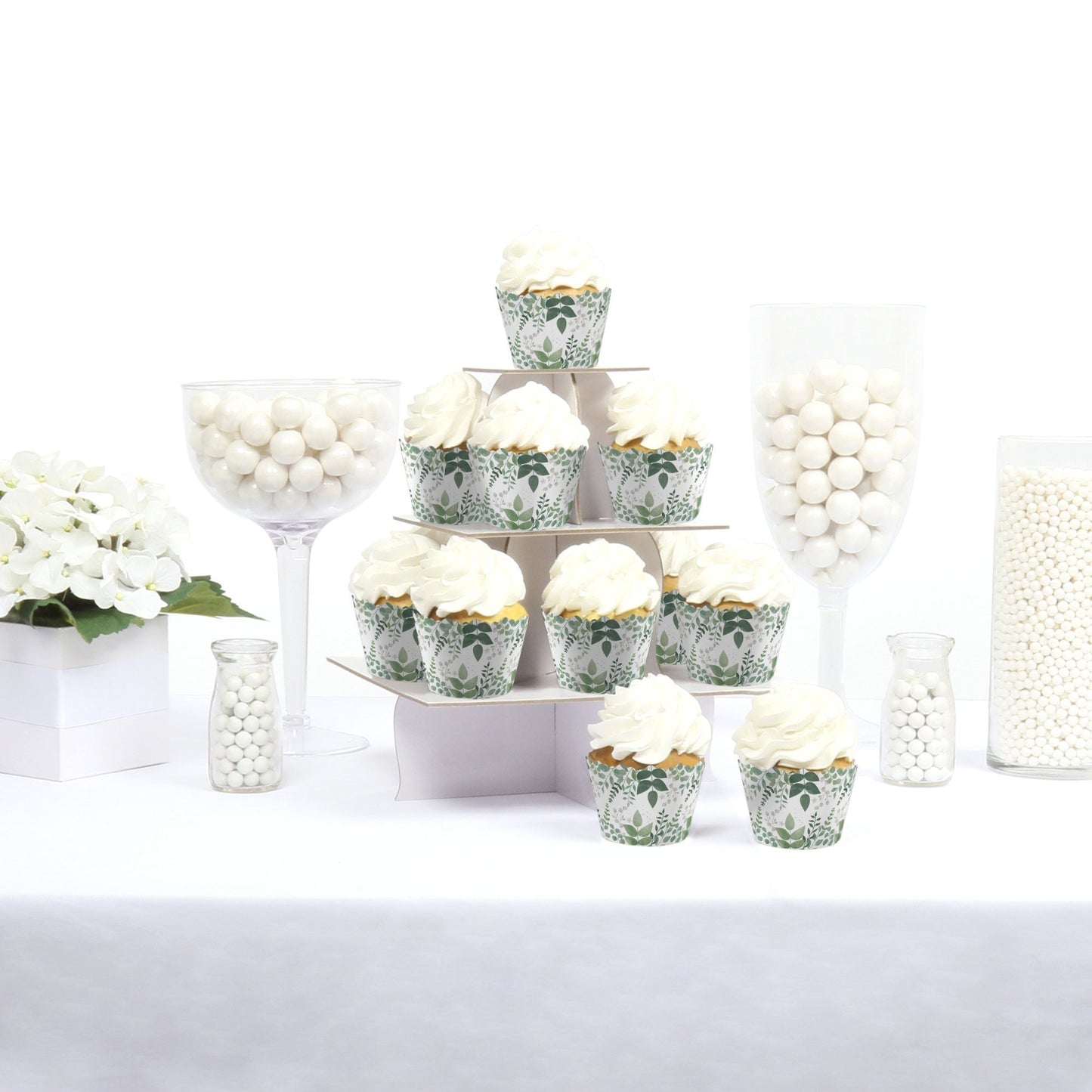 Boho Botanical - Greenery Party Decorations - Party Cupcake Wrappers - Set of 12