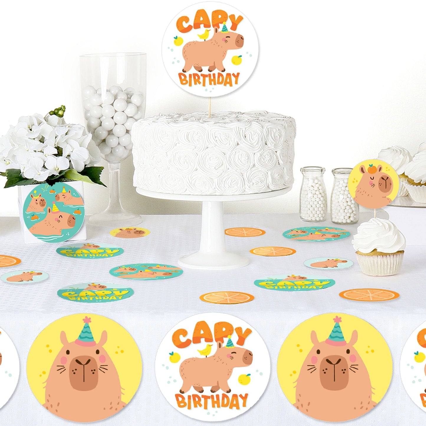 Capy Birthday - Capybara Party Giant Circle Confetti - Party Decorations - Large Confetti 27 Count