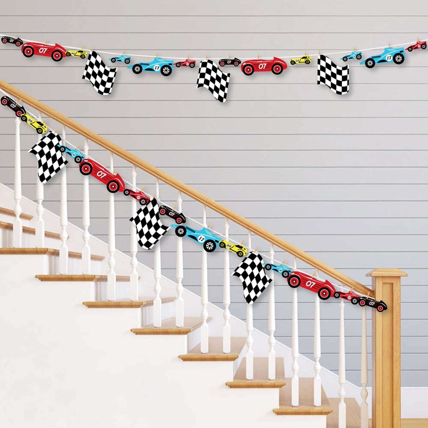 Let's Go Racing - Racecar - Race Car Birthday Party or Baby Shower DIY Decorations - Clothespin Garland Banner - 44 Pieces
