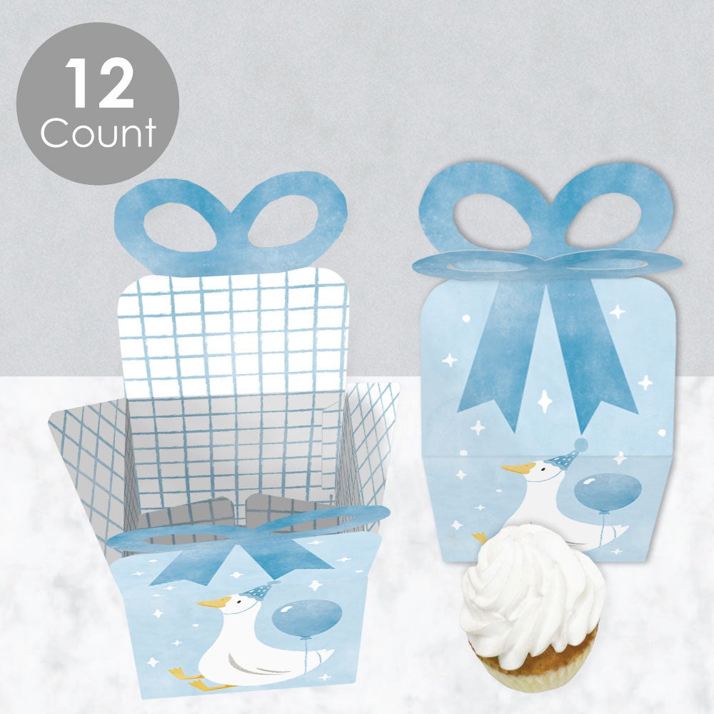 One Silly Goose Blue Bow Boxes - 12 Ct