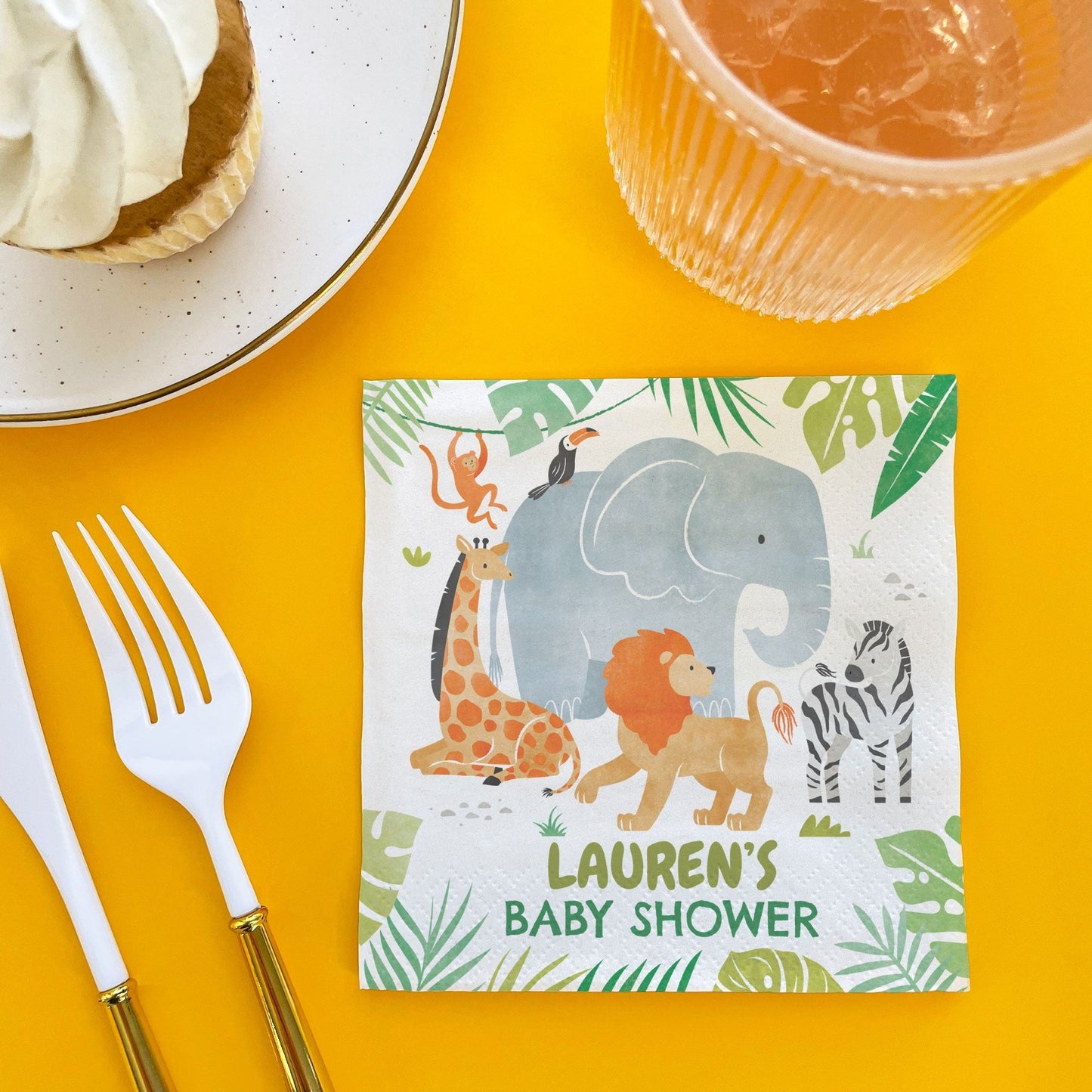 Custom Text Napkins - Safari Animals