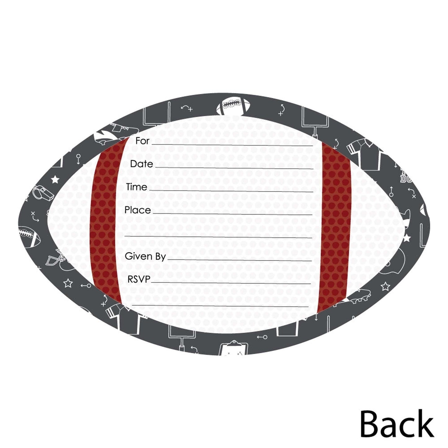 End Zone - Football - Shaped Fill-In Invitations - Baby Shower or Birthday Party Invitation Cards with Envelopes - Set of 12