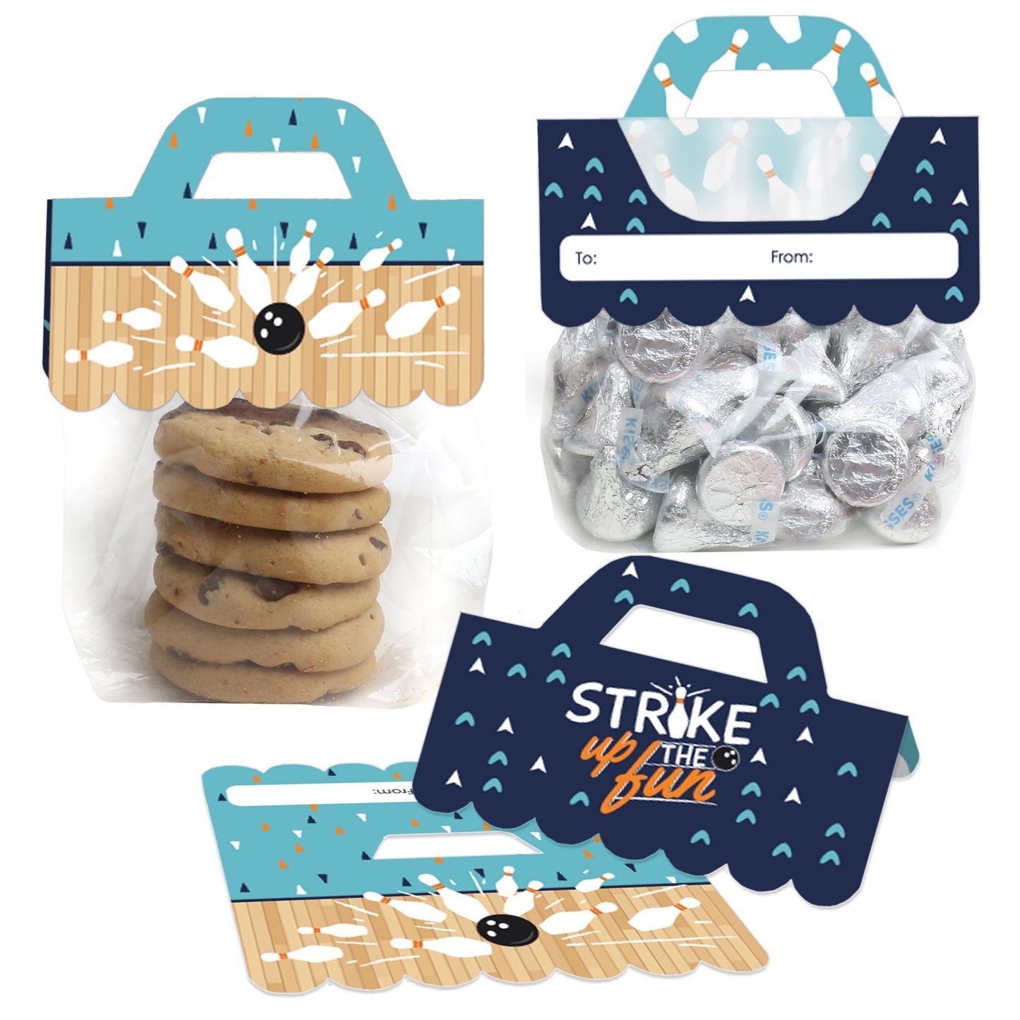 Strike Up the Fun - Bowling - DIY Birthday Party or Baby Shower Clear Goodie Favor Bag Labels - Candy Bags with Toppers - Set of 24