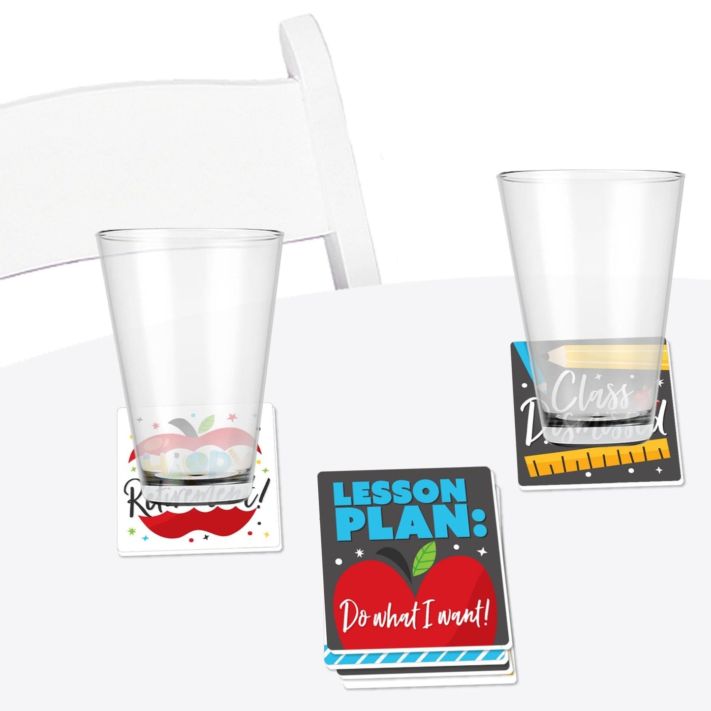 Teacher Retirement - Funny Happy Retirement Party Decorations - Drink Coasters - Set of 6