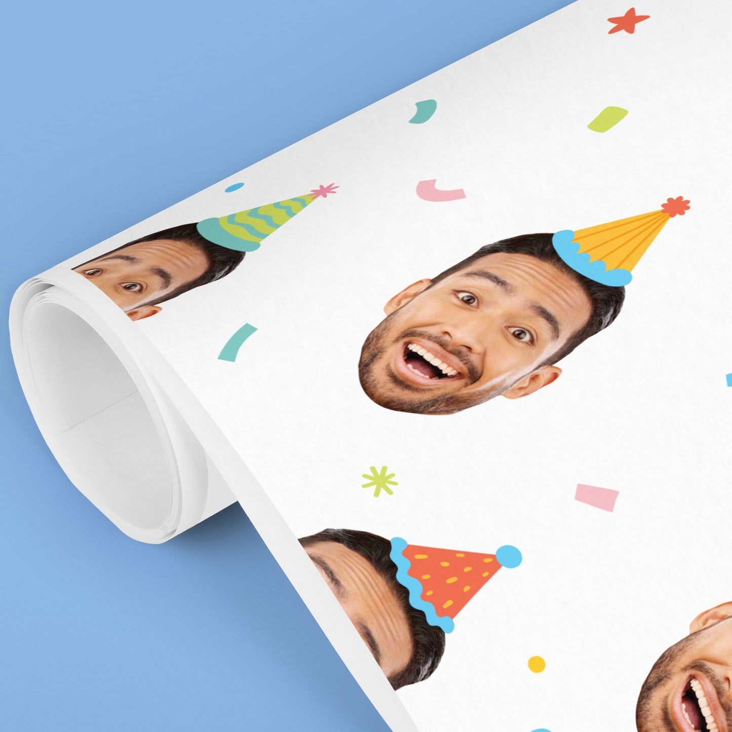 Custom Face Wrapping Paper - Colorful Birthday