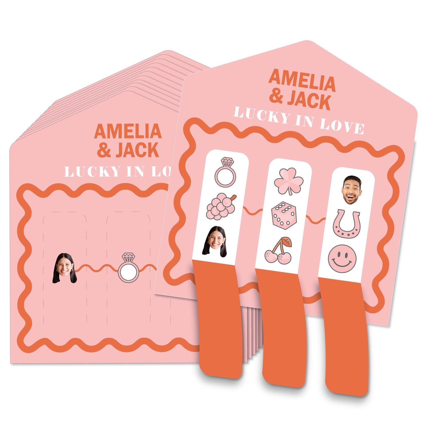 Custom Face 3-In-A-Row Pull Tabs Game - Wavy Bridal
