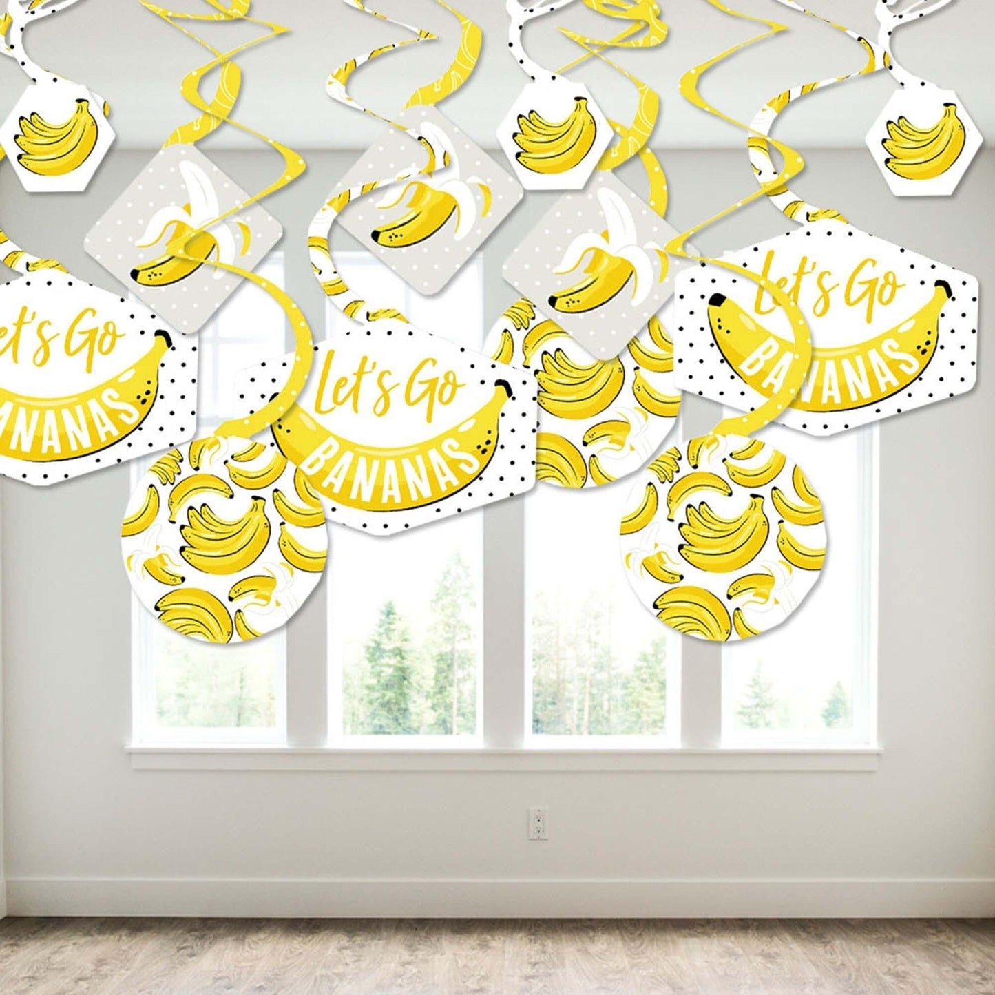 Let's Go Bananas - Tropical Party Hanging Decor - Party Decoration Swirls - Set of 40