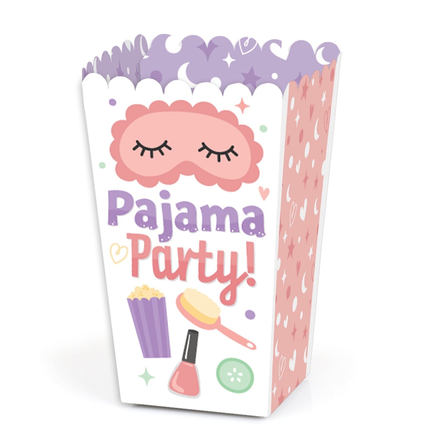 Pajama Slumber Party - Girls Sleepover Birthday Party Favor Popcorn Treat Boxes - Set of 12