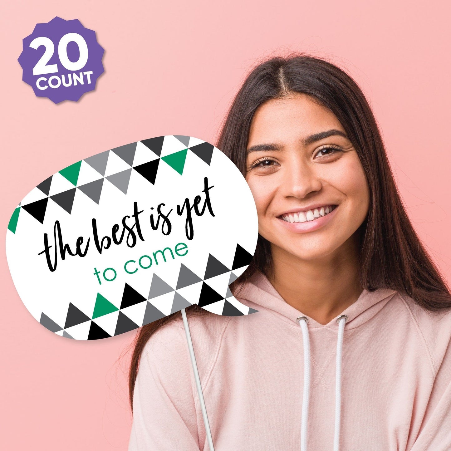 Green Grad - 2026 Graduation Party Photo Booth Props Kit - 20 Count