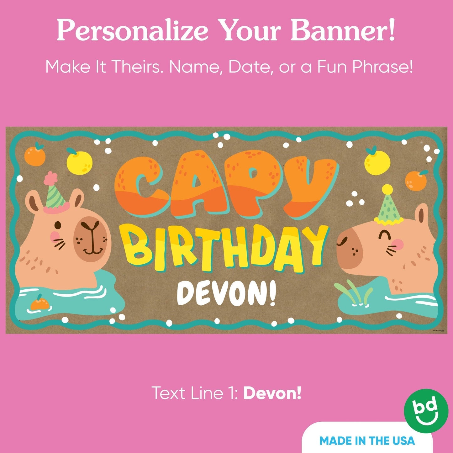 Custom Text Capy Birthday Kraft Banner