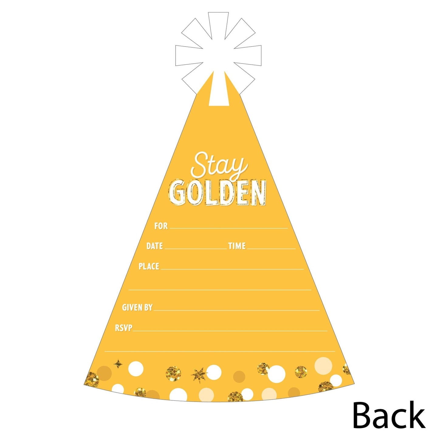 Golden Birthday - Shaped Fill-In Invitations - Happy Birthday Party Invitation Cards with Envelopes - Set of 12