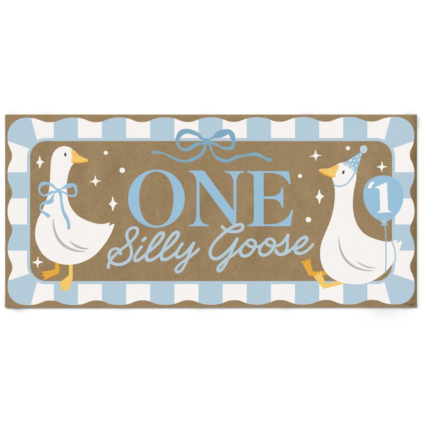 One Silly Goose Blue Kraft Banner