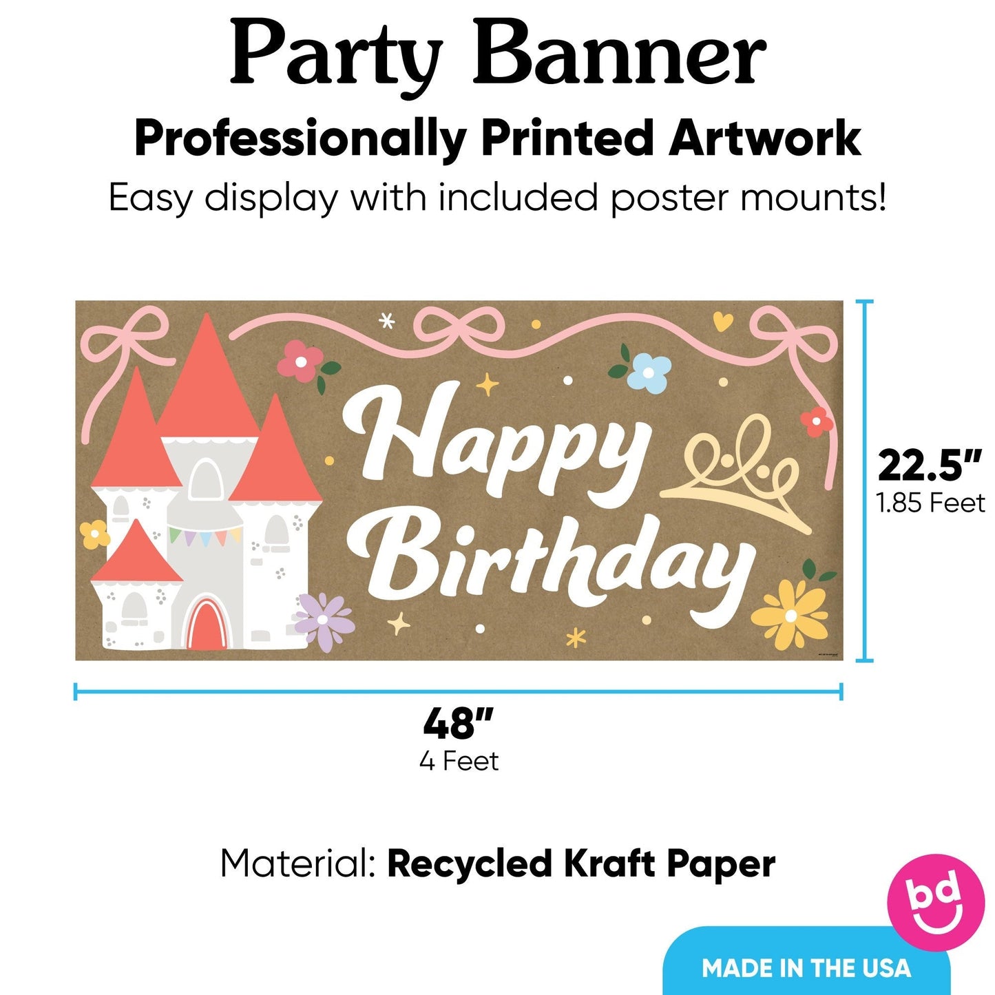 Princess Birthday Kraft Banner
