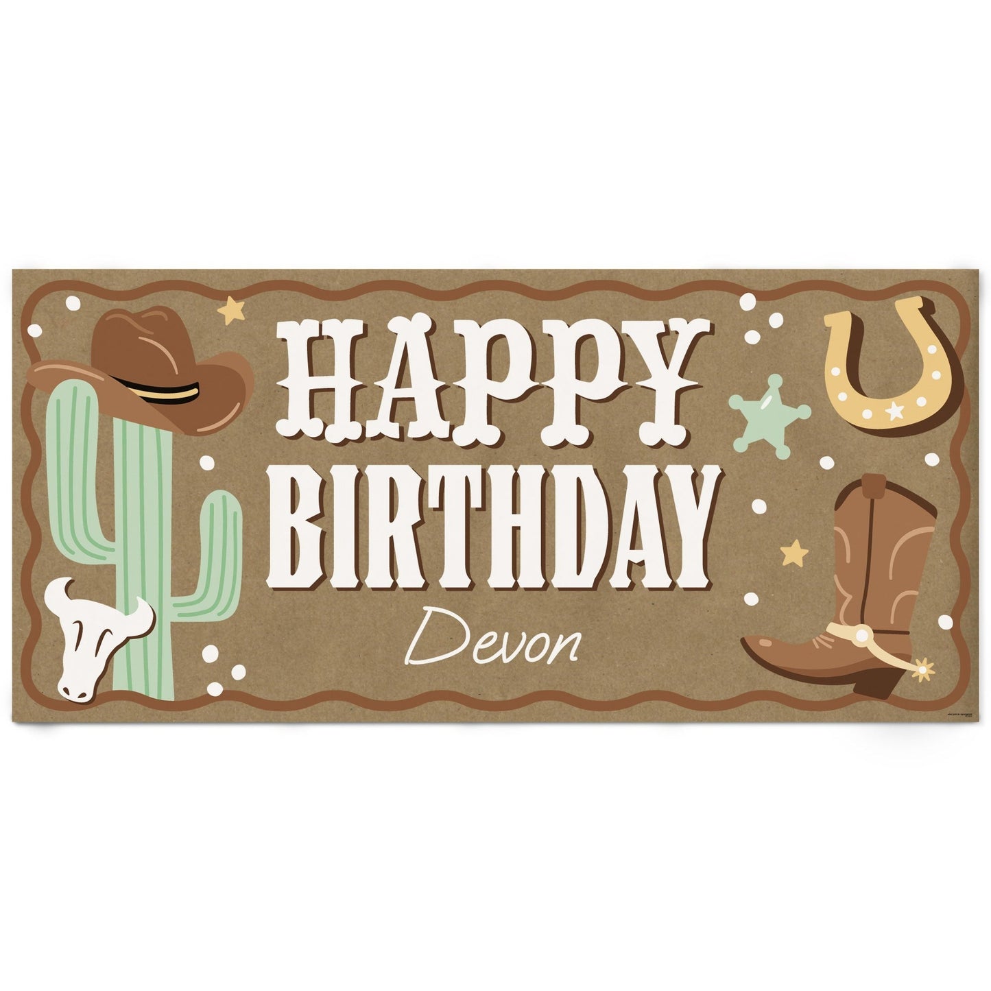 Custom Text Western Hoedown Birthday Kraft Banner