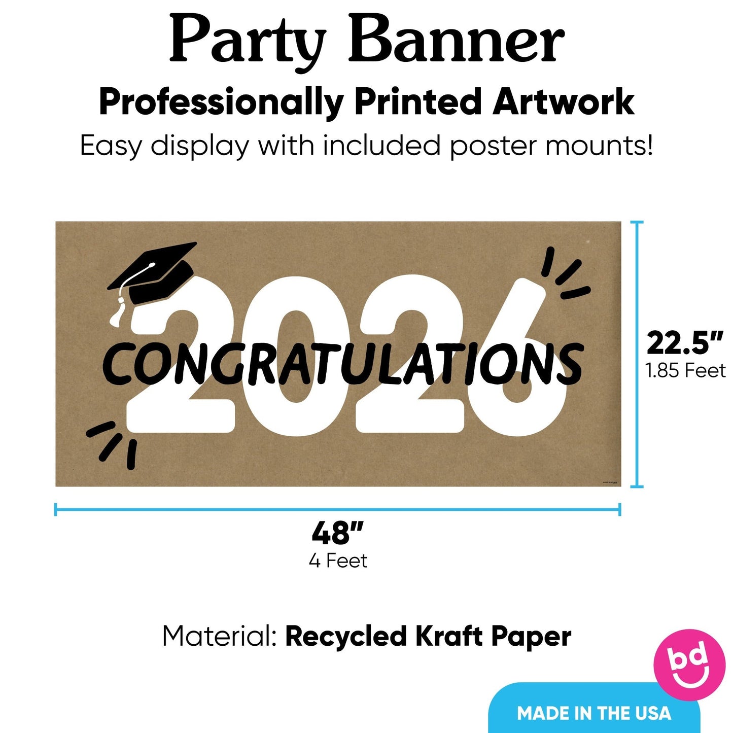 Black & White 2026 Grad Kraft Banner