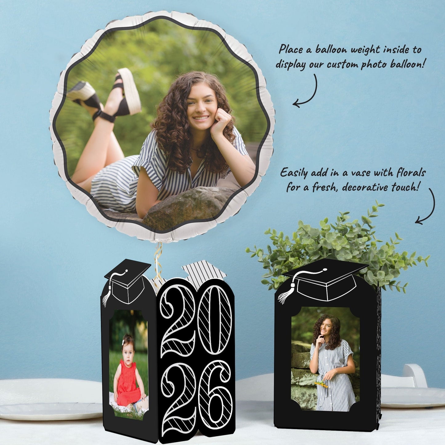 Black & White Graduation Photo Centerpieces - 8 Ct