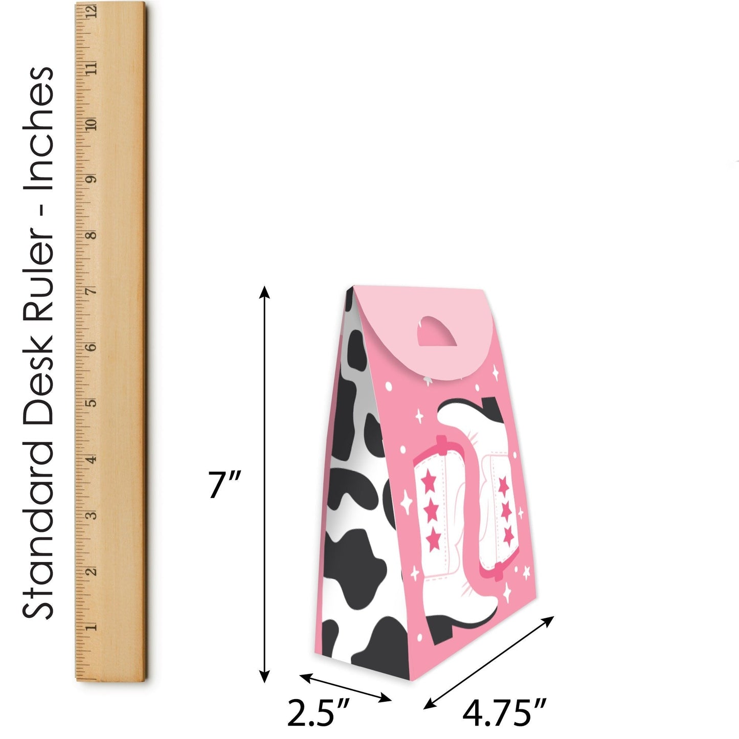 Rodeo Cowgirl - Pink Western Gift Favor Bags - Party Goodie Boxes - Set of 12