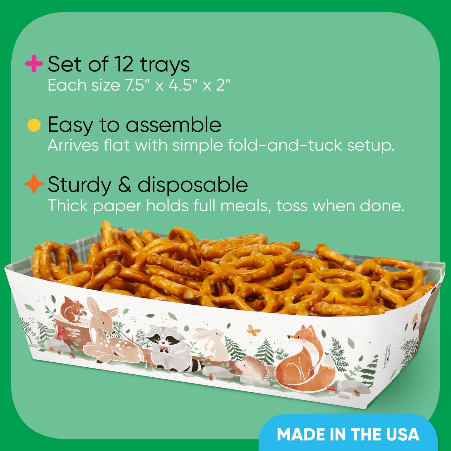 Woodland Animals Party Paper Food Trays