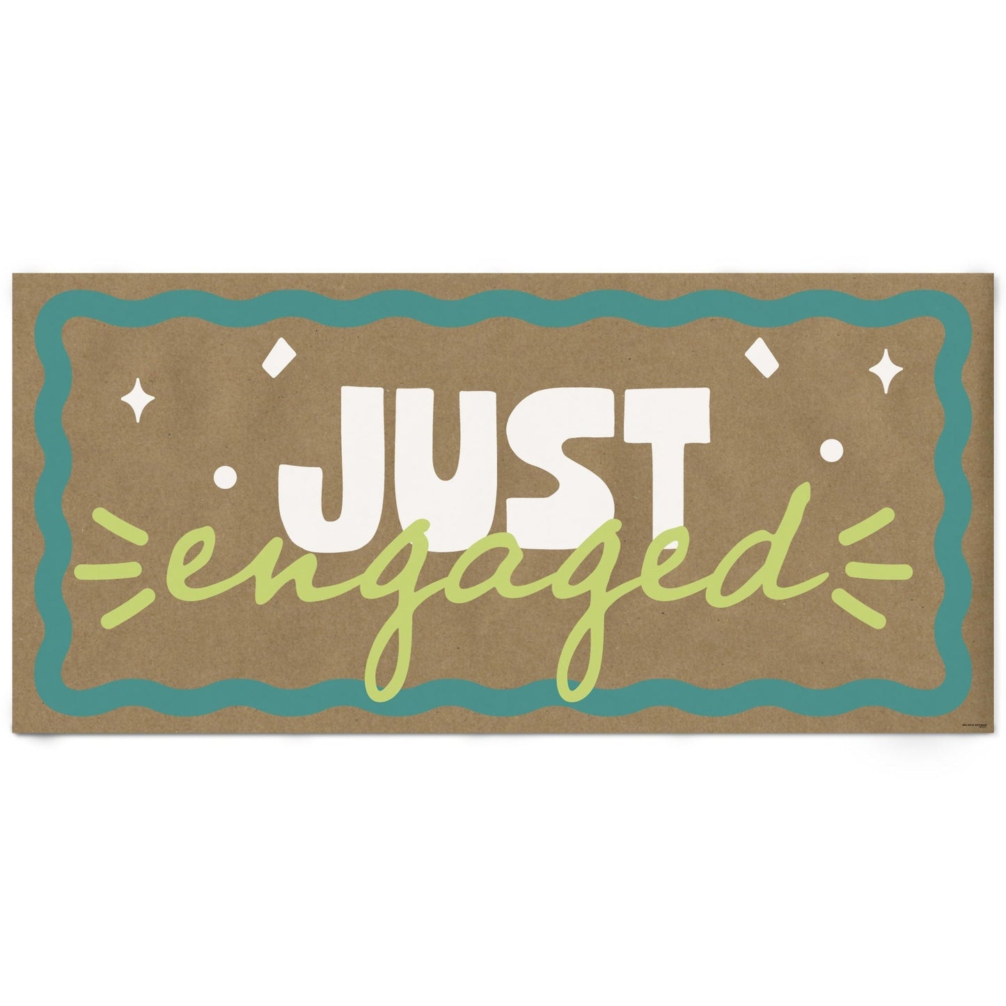 Wavy Just Engaged Kraft Banner