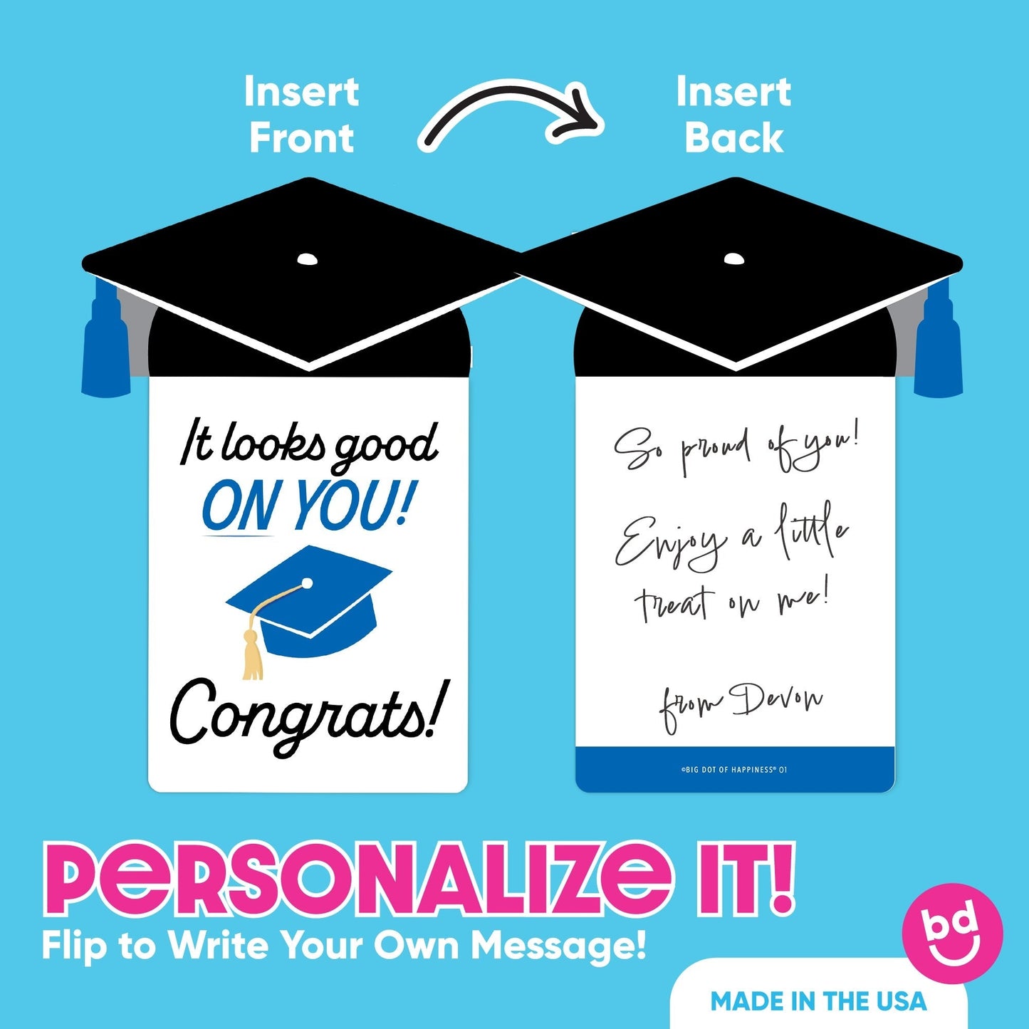 Assorted Cap and Gown Graduation Nifty Gifty Card Holders - 8 Ct