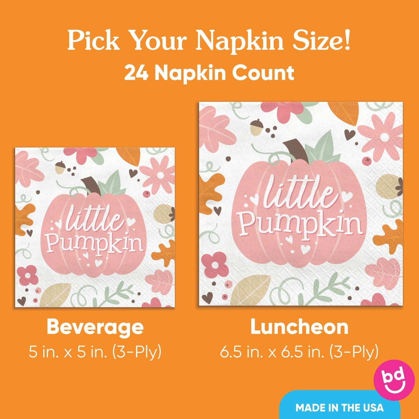 Napkins - Girl Little Pumpkin - 24 Ct