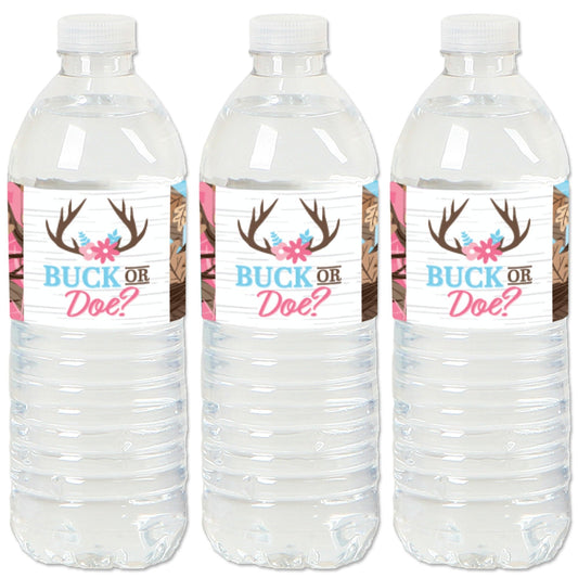 Buck or Doe - Hunting Gender Reveal Party Water Bottle Sticker Labels - Set of 20