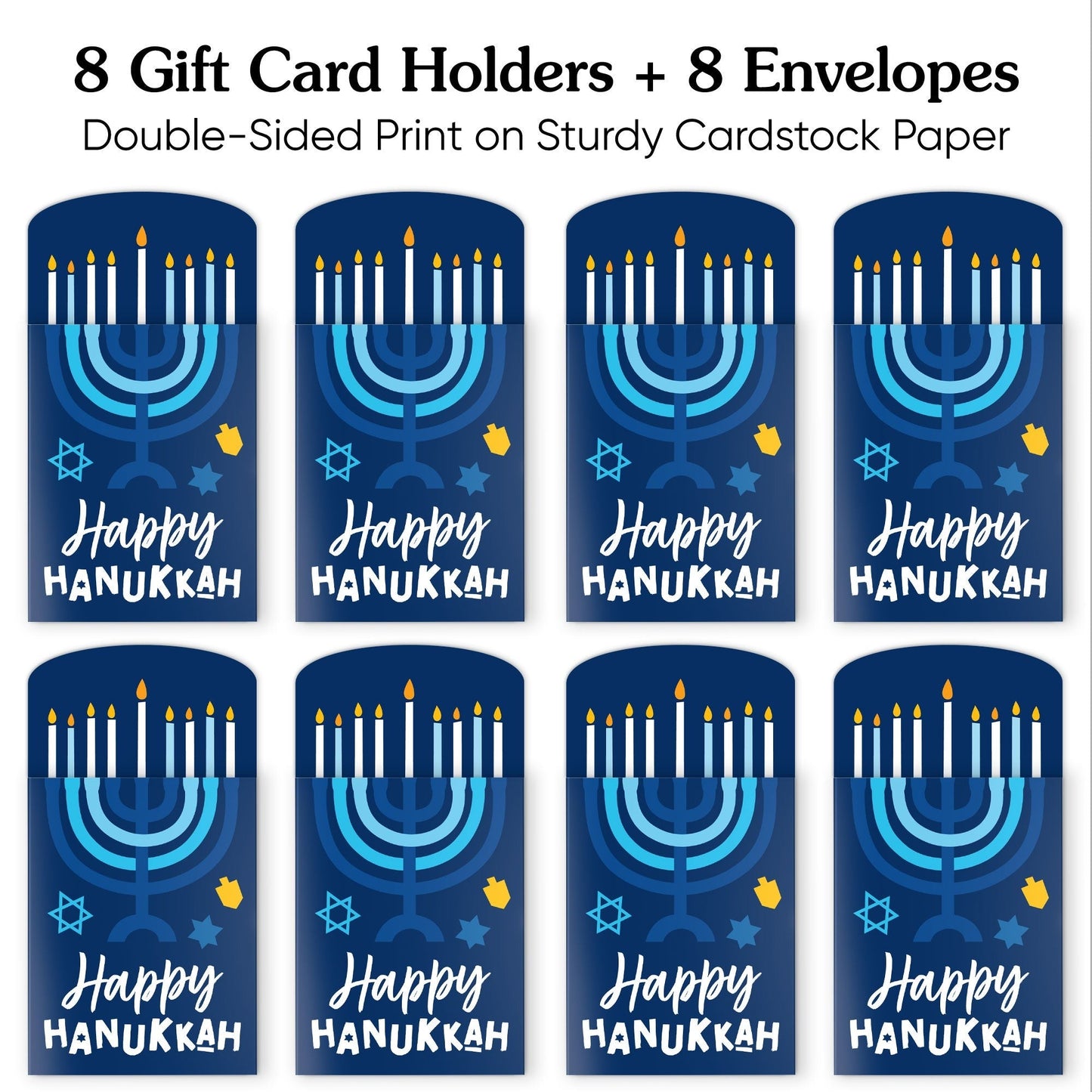 Hanukkah Menorah Nifty Gifty Card Holders - 8 Ct